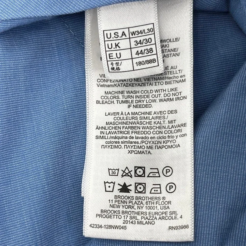 Brooks Brothers Lightweight Advantage Chino Slim Fit Khaki‎ Pants Mens 34x30*tag
